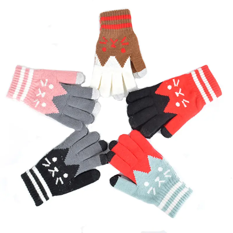 Wholesale Unique Acrylic Jacquard Knitted Winter Warm Touch Screen Gloves