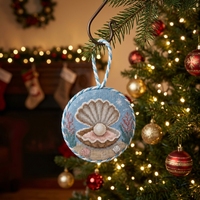 Ornement en point de croix en coquille d'huître avec cordon torsadé, fait main de luxe, thème nautique, pour la décoration de Noël ou comme cadeau de vacances d'été