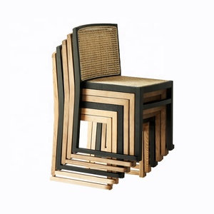 Silla de Comedor de Madera Maciza Moderna y Resistente al por Mayor, Silla de Ratán Apilable para Interiores - Product Image 1