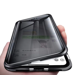 <span class=keywords><strong>Coque</strong></span> de Téléphone Magnétique <span class=keywords><strong>Anti</strong></span>-<span class=keywords><strong>Espion</strong></span> en Verre Double Face avec Bords Métalliques et Protection de Confidentialité pour iPhone 17 16 15 14 13 12 - Product Image 1