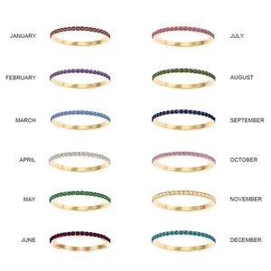 eManco Dropshipping Bague en Acier Inoxydable avec Strass et Pierre de Naissance, Bijou de Luxe, Cadeau, 12 Signes du Zodiaque, Bagues Scintillantes, Vente en Gros <span class=keywords><strong>US5</strong></span>/6/7/8 - Product Image 6