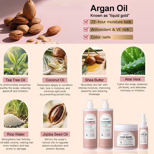 Kit de Soins Capillaires Hydratants pour Femmes, Huile d'Argan Bio, Beurre de Karité, Shampoing et Après-Shampoing au Riz, Naturel, Végétalien, Anti-Frisottis, Cheveux Volumineux - Product Image 3