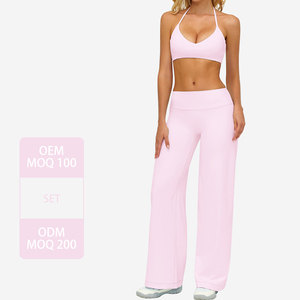 Conjunto Deportivo para Mujer TZ5529-1, Top Halter con Tirantes Finos, Suave como la Mantequilla, Absorbe la Humedad, Secado Rápido, Pantalones Anchos con Efecto Levanta Glúteos - Product Image 5