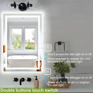 Espejo de pared rectangular retroiluminado Magic Espelho, antiniebla, LED inteligente para baño, pantalla táctil, gran oferta