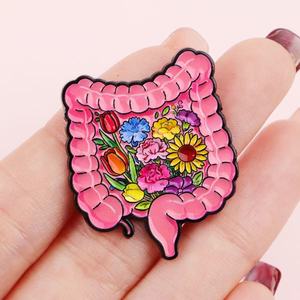 Atacado de Pins de Metal com Desenhos Animados, Pins de Lapela de Órgãos Humanos Fofos para Estudantes de Medicina e Médicos, Broches Criativos de Flores para Roupas - Product Image 4