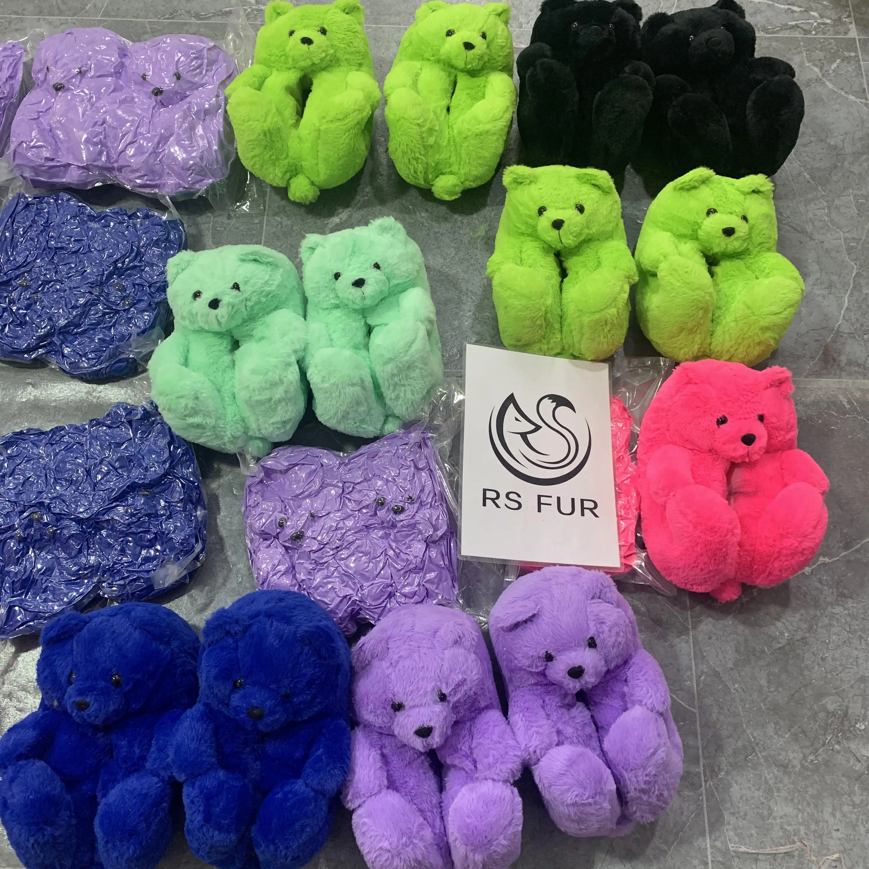 Hot Popular Bear Warm Slippers Plush House Shoes Indoor Funny Cartoon Bear Slippers