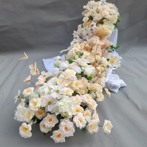 Chemin de table en fleurs de soie bleu gypsophile pour la décoration de salle de réception de mariage - Product Image 3