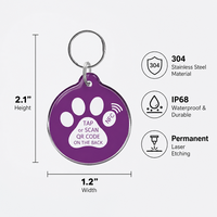 Großhandel PeaKeen Langlebiges Anpassbares NFC Smart Haustier-ID-Tag mit QR-Code, Tiermuster, Personalisiertes Niedliches Kristall-Hundemarke aus Polyester