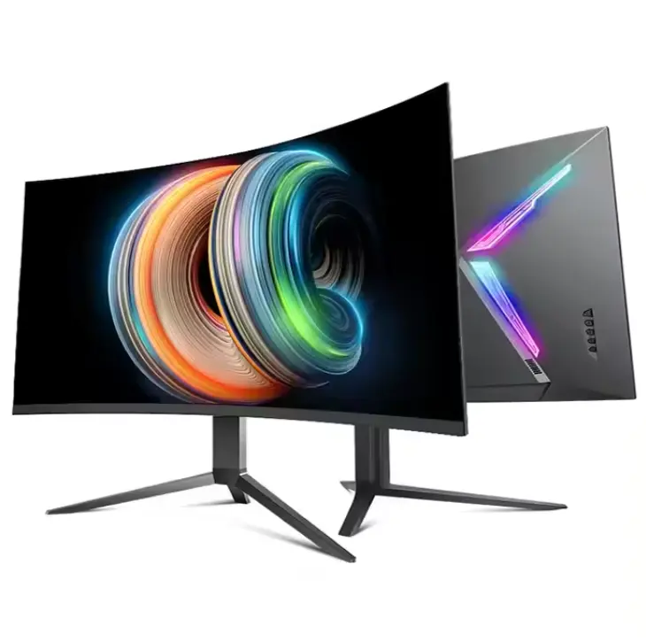 Komputer layar Gaming Lcd 2560x1440 PC, Monitor game Qhd layar melengkung 2800r nilai tinggi 1ms 27 32 inci 165hz untuk Desktop