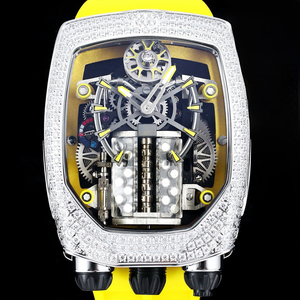 Nuevo Reloj de Pulsera Deportivo Azul con Diseño de Coche, Bisel Plateado con Incrustaciones de Moissanita, Esfera Hueca, Movimiento Automático Tourbillon - Product Image 2