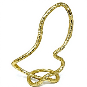 Modern Gold Abstract Sculpture Handcrafted <b>Hammered</b> Metal <b>Loop</b> Figurine Contemporary Tabletop Home Office Decorative Art Statue - Product Image 1