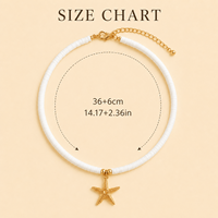 Collier ras du cou bohème en perles d'argile polymère blanches avec pendentif étoile de mer dorée, chaîne de cou d'été pour la plage, bijoux de mode unisexe pour hommes et femmes