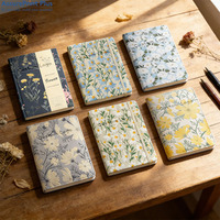 Carnet A5 vintage en tissu brodé marguerites, journal ligné à ouverture plate 200 pages, papeterie personnalisée avec logo, cadeau pour femme, vente en gros