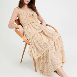 ชุดเดรสผ้าชีฟองสำหรับผู้หญิงชุดเดรสสำหรับผู้หญิงพิมพ์ลายดอกไม้สไตล์โบฮีเมียน - Product Image 6