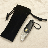 Couteau pliant Damas avec manche en aluminium, petit couteau EDC avec chaîne à billes pour ouvrir les colis