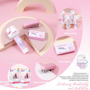 Popular Cute Solid Glue & Grapadora Combo Blister Set-Papelería multiusos para oficina, estudiantes y manualidades DIY - Product Image 3