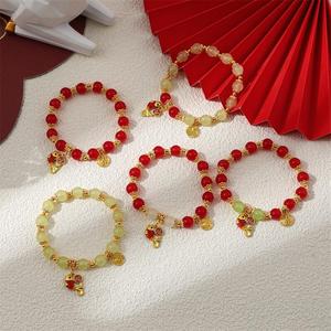 Chinese Style Koi Fish <b>Bracelet</b> <b>Red</b> Agate Beaded Women's Fortune Charm Everyday Wear Jewelry - Product Image 2