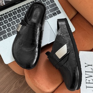 Smooth surface waterproofing Genuine <b>Leather</b> <b>Closed</b> <b>Toe</b> Hook Loop Casual Slip-On Comfort Rubber Out sole All Seasons Solid Color - Product Image 1