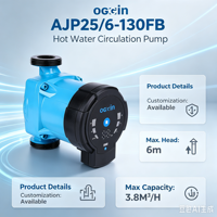 Pompe de circulation d'eau chaude AJP25/6-130FB 2,6 m³/h, hauteur de refoulement 6 m, 5-45 W, 230 V, 50 Hz pour système de chauffage CVC
