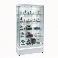 Vitrine de présentation en verre verrouillable avec base blanche et étagères en verre réglables OEM