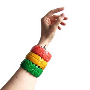 กำไลข้อมืออะคริลิกเรซิ่นคุณภาพสูงแบบใหม่ พร้อมลายโซ่เชือก สีส้มขาว แฟชั่นทันสมัย ชุดกำไลแฟนซีสำหรับผู้หญิง - Product Image 4