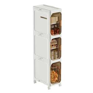 Plastic Storage Cabinet With Wheels For Bathroom Multi Functional Dustproof Organizer Rectangular Standing Type - Product Image 4