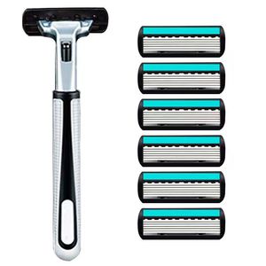 Six Edge Manual Razor Blades With Handle Imported Stainless Steel For Men Shaving - Product Image 3