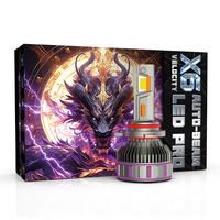 Phare de voiture LED X6 360W 36000LM 9005/6 12V en gros, 6 tubes en cuivre pour dissipation thermique, pilote externe, ampoule universelle blanche