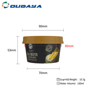 Gobelets à glace/yaourt en PP à paroi simple, anti-effraction, de qualité alimentaire, avec couvercle et cuillère, designs personnalisés, IML, 130 ml, 15,7 g, marque OUDAYA, HACCP - Product Image 2
