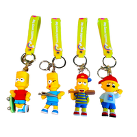 Porte-clés 3D en PVC souple des Simpsons, pendentif de sac, anti-perte, pour clés de voiture