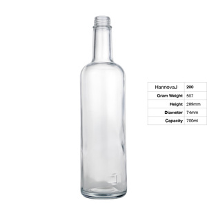 Tùy Chỉnh Vòng Glass Tequila Chai Cho Rượu Gin <span class=keywords><strong>Vodka</strong></span> Whiskey <span class=keywords><strong>700Ml</strong></span> Trọng Lượng Nhẹ Tinh Thần Chai Với Vít Cap - Product Image 2