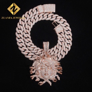 เครื่องประดับ Zuanfa เงินแท้ 925 ประดับเพชรโมอิสซาไนต์ จี้รูปหัวเมดูซ่า สร้อยคอพร้อมจี้ ชุดเครื่องประดับฮิปฮอป ของขวัญสำหรับผู้ชาย - Product Image 1