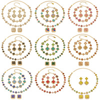 Set Perhiasan Kalung dan Gelang Berlapis Emas 18K dari Baja Tahan Karat 316L Motif Empat Daun Semanggi untuk Hadiah Perhiasan Fashion
