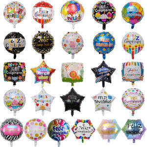 Globos de helio redondos de Mylar para <span class=keywords><strong>cumpleaños</strong></span>, globo de diseño español de 18 pulgadas, suministros de decoración para fiesta de <span class=keywords><strong>cumpleaños</strong></span> - Product Image 1