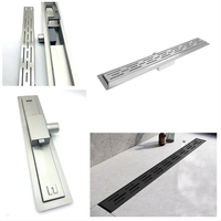 Anti-odeur et insecte attrape-cheveux en acier inoxydable en forme de grille linéaire Insert de drain sortie latérale pour le sol de la salle de bain Tuile de drain linéaire