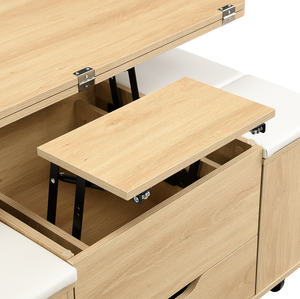Multi-Functional Lift-Top Coffee <b>Table</b> with Hidden Storage Stools and 4 Casters Modern Living Room Furniture Eco-Friendly - Product Image 4