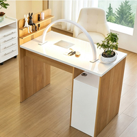 Table de manucure design contemporain imitation bois, écologique, avec aspirateur intégré et armoire de rangement, pour salon de manucure