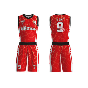 Maglia da Basket Rossa Reversibile Nuova Stagione per Giovani Alta Qualità Asciugatura Rapida Cucita per Sport e <span class=keywords><strong>Palestra</strong></span> - Product Image 2