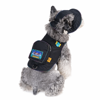 Ensemble Harnais Sac à Dos Chapeau Bob pour Chien en Lin Lavable Confortable Chapeau de Soleil pour Animaux Sac à Dos pour Chien Été Bordure Réfléchissante Équipement d'Extérieur S M