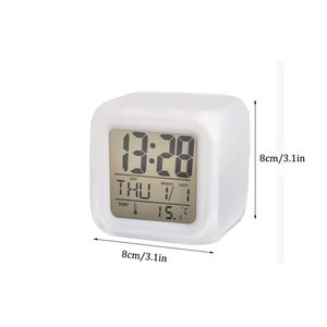 Colorful LED Backlit Desktop Perpetual <b>Calendar</b> Alarm Clock Square Home <b>Electronic</b> Desk Clock with LED Backlight - Product Image 2