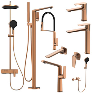 Moderna serie oro rosa lavabo rubinetto <span class=keywords><strong>alto</strong></span> a maniglia singola acqua calda in ottone bagno bagno bagno doccia miscelatore - Product Image 1