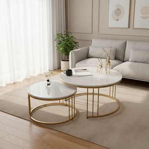 <span class=keywords><strong>Tavolino</strong></span> da Caffè in <span class=keywords><strong>Marmo</strong></span> Multifunzionale, Moderno <span class=keywords><strong>Tavolino</strong></span> Rotondo Impilabile per Arredamento Soggiorno - Product Image 5