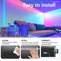 Lampu setrip led usb RGB dekorasi Interior, lampu dekorasi Natal latar belakang led, lampu setrip led usb, gigi biru