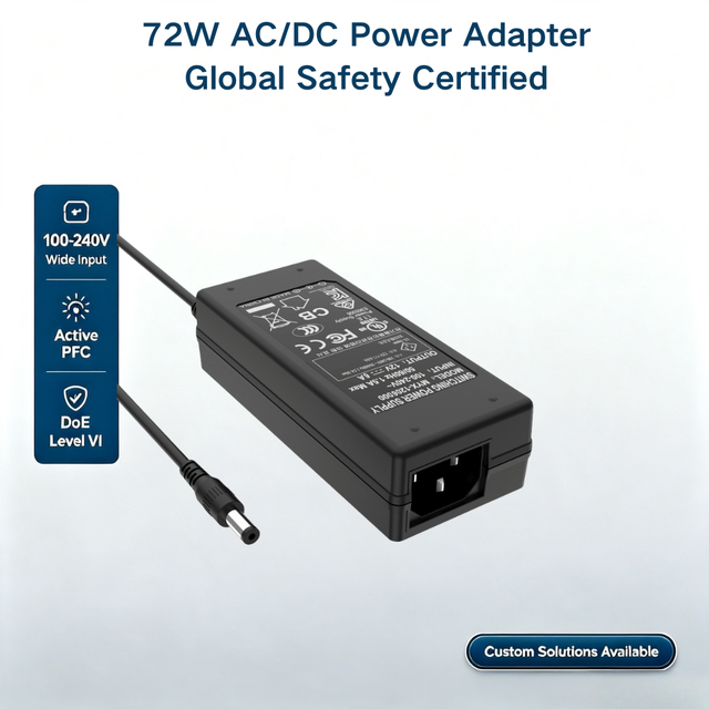 MYIXI 72W PSE Certified AC DC Power Adapter 9V 12V 24V 5A PC Material
