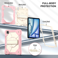 Étui robuste WESOROL pour iPad Air 11 M3 2025 M2 2024 avec support rotatif à 360°, sangle de main, bandoulière et porte-stylo, couleur or rose