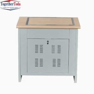 Table de conférence moderne motorisée avec support de moniteur relevable, en érable blanc, pour salle informatique, salle multimédia, salle de formation - Product Image 6