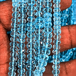 Cuentas facetadas de topacio azul cielo premium al por mayor, tamaño personalizado de 5 mm para la fabricación de joyas, 8 pulgadas - Product Image 1