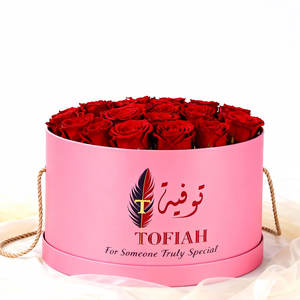 กล่องของขวัญทรงกระบอกแข็งแรงสีชมพูแบบดีลักซ์สำหรับขายส่ง เหมาะสำหรับงานแต่งงาน วันวาเลนไทน์ ใส่ดอกไม้ ตกแต่งด้วยกระดาษทรงกลม - Product Image 1