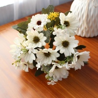 Bouquet de tournesols artificiels en soie avec tiges, imperméables, pour mariages, Halloween, arrangements floraux d'automne, vente en gros, décoration intérieure