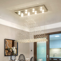 Grand lustre rectangulaire de luxe de haute qualité, éclairage de salle à manger, cristal K9, spirale, goutte de pluie, moderne, LED, suspension